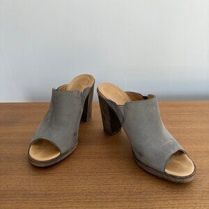 MM6 Maison Martin Margiela Grey Leather Open Toe Mules Size 6-1/2